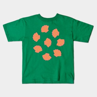 SEASHELLS Scattered Tropical Scallop Clam Shells Undersea OceanSea Life in Hot Pink Yellow and Green - UnBlink Studio by Jackie Tahara Kids T-Shirt